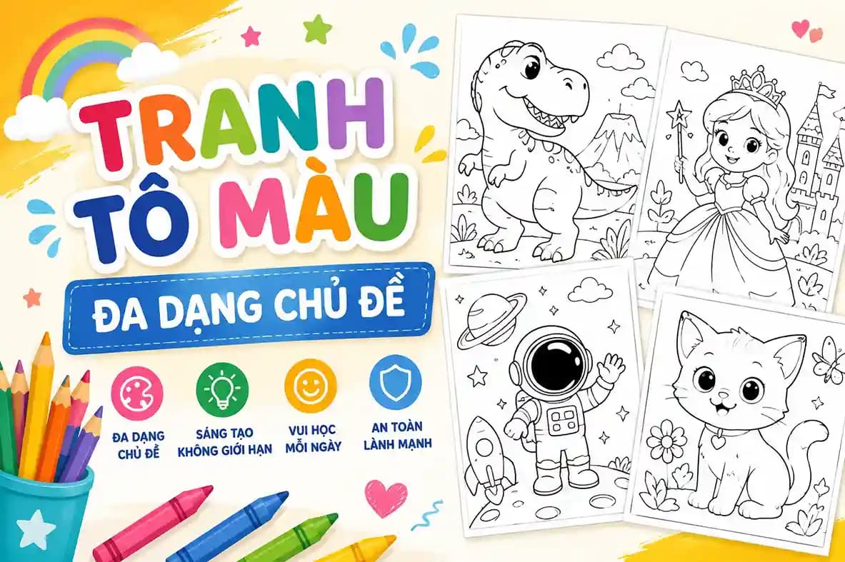 1000+ tranh tô màu đẹp, đa dạng chủ đề, tải miễn phí 2026