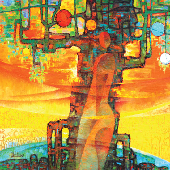 VŨ ĐĂNG ĐÍNH - Nhân quả. Sơn dầu. 130x130cm. 2015 VŨ ĐĂNG ĐÍNH - Nhân quả. Sơn dầu. 130x130cm. 2015