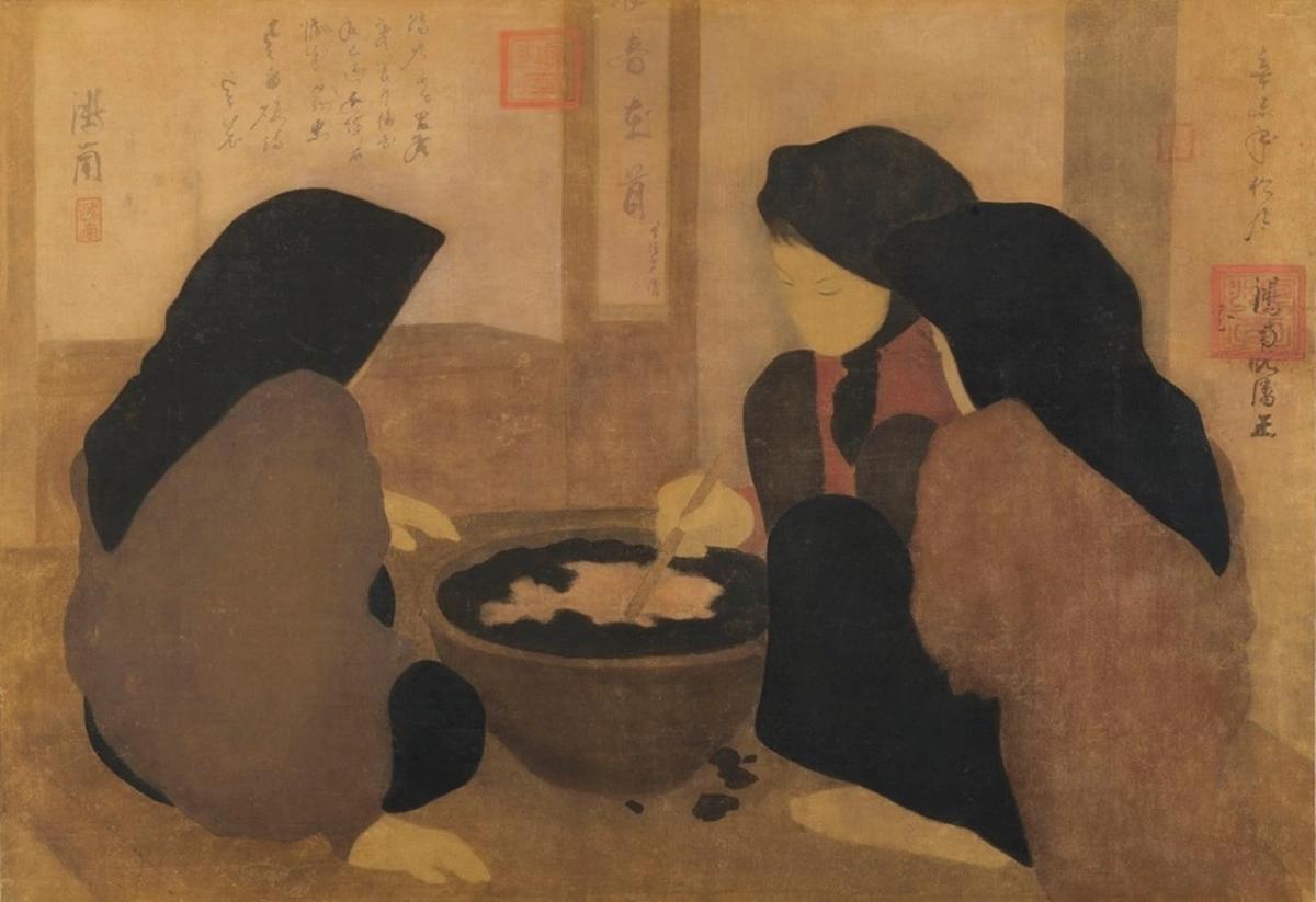 Thợ nhuộm Les Teinturieres tranh lụa Nguyễn Phan Chánh 1931