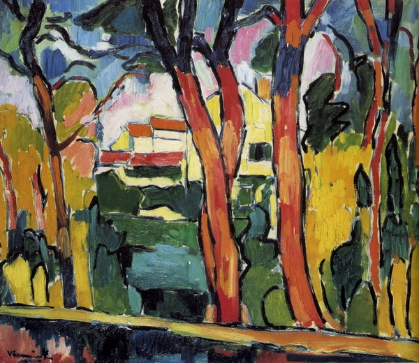 Maurice de Vlaminck, "Phong cảnh với những cây đỏ", Sơn dầu, 1906-1907