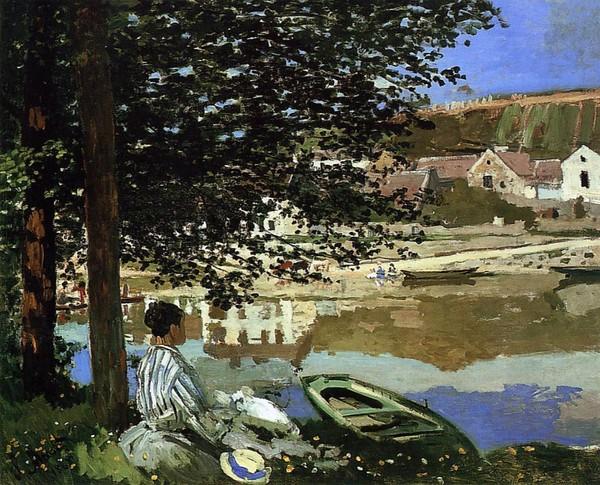 Camille trước cảnh sông nước Bennecourt - Claude Monet