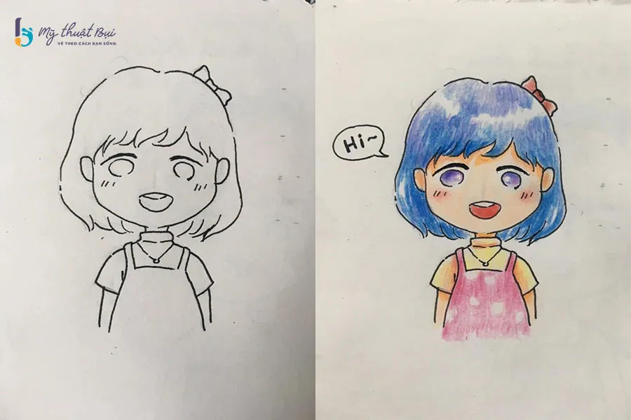Tô màu và hoàn thiện hình vẽ Chibi nữ Tô màu và hoàn thiện hình vẽ Chibi nữ
