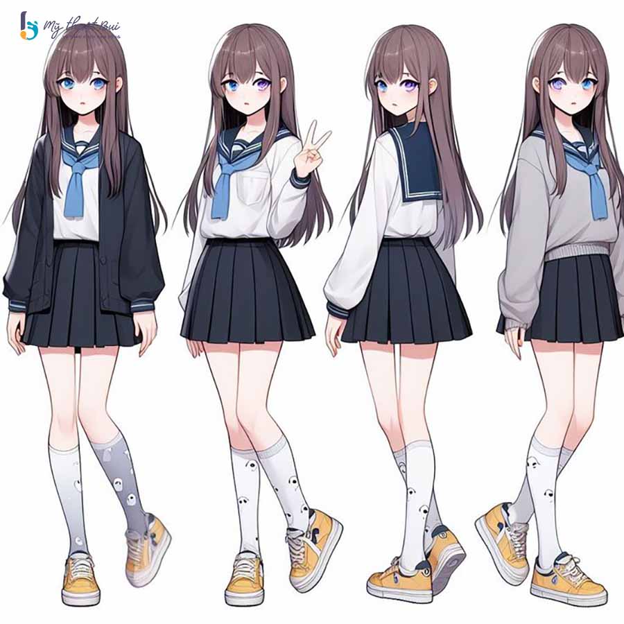 Vẽ váy học sinh anime