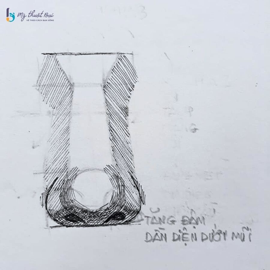 Tăng độ đậm vùng dưới mũi và bóng đổ