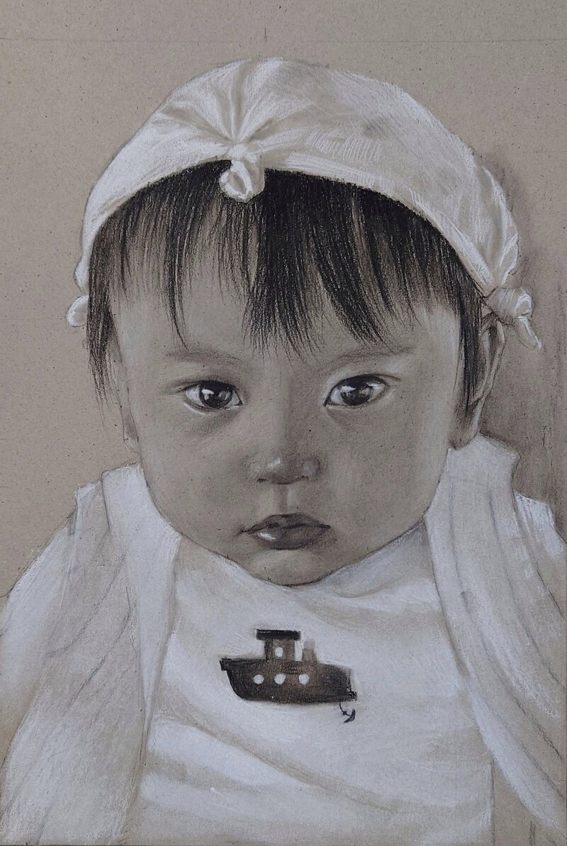Tranh vẽ chân dung em bé