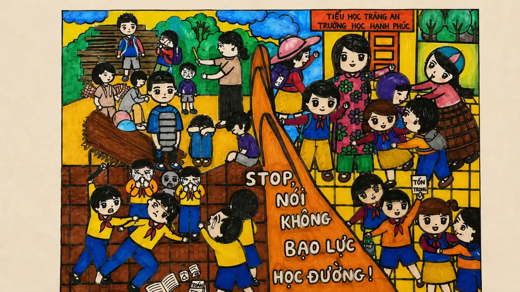 Hướng dẫn các bước vẽ tranh bạo lực học đường đơn giản cho học sinh Hướng dẫn các bước vẽ tranh bạo lực học đường đơn giản cho học sinh