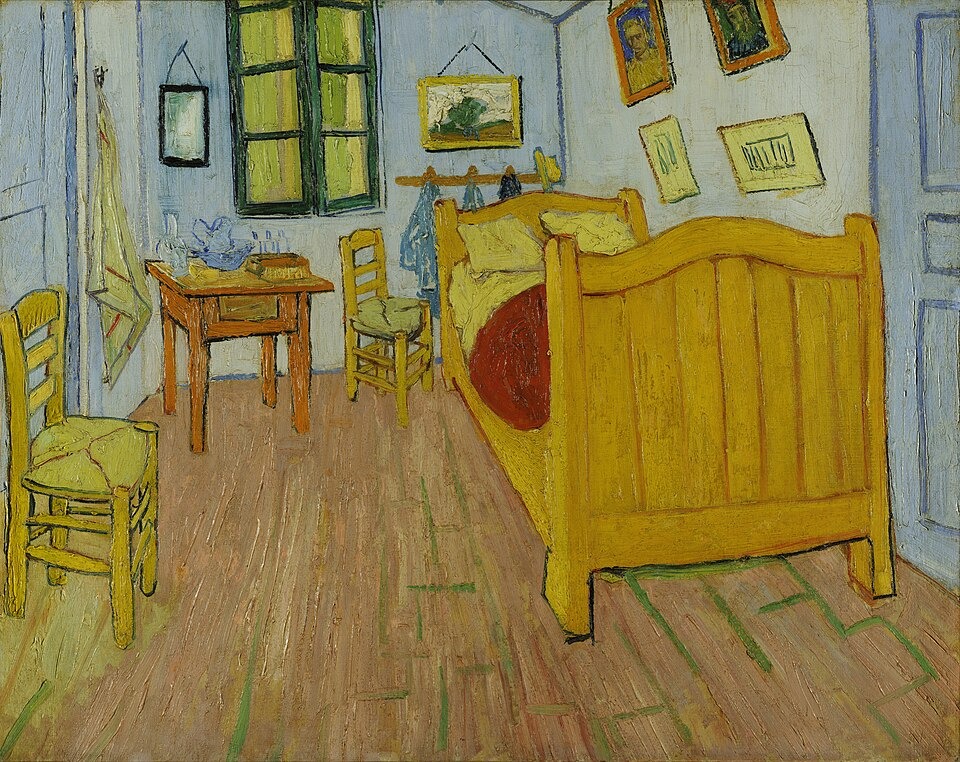 Tác phẩm Phòng ngủ ở Arles (Bedroom in Arles) của danh họa Vincent van Gogh với những gam màu tương phản