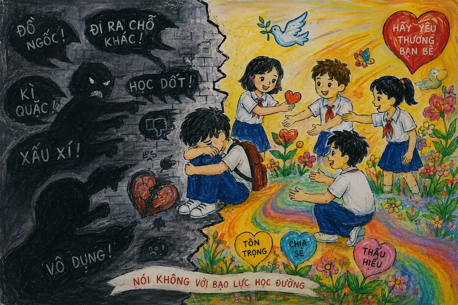 Vẽ tranh bằng nghệ thuật tương phản mạnh giữa mảng sáng và mảng tối Vẽ tranh bằng nghệ thuật tương phản mạnh giữa mảng sáng và mảng tối