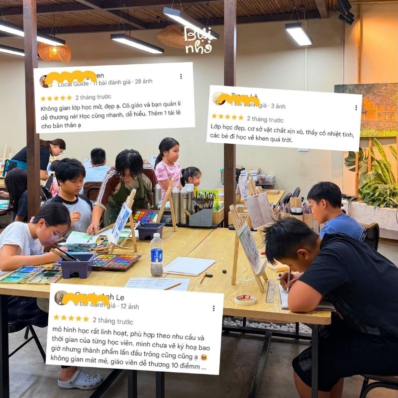 Đánh giá của ba mẹ ở Hà Nội về lớp học vẽ cho trẻ em của Bụi Nhỏ