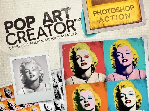 Đồ họa chân dung Marilyn Monroe phối màu tương phản phong cách Pop Art