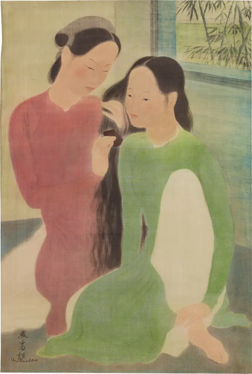 Tranh lụa "Hai người phụ nữ (Deux Femmes)"