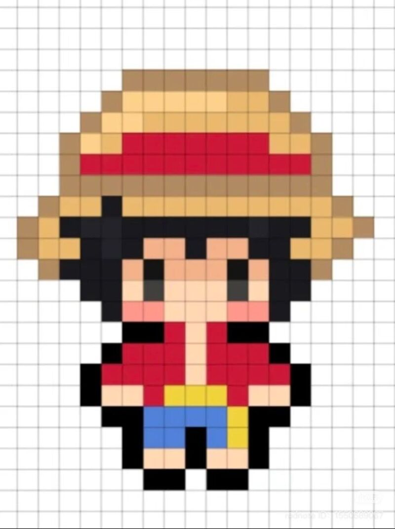 Tranh pixel luffy mini cute