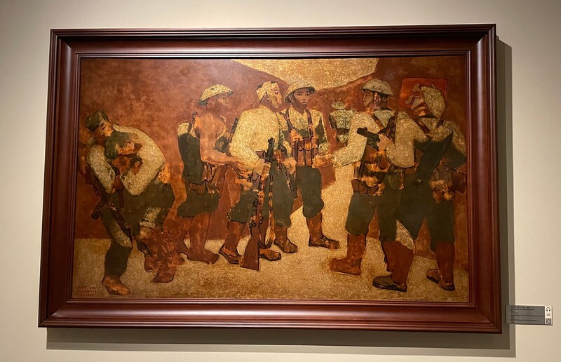 Tác phẩm "Kết nạp Đảng ở Điện Biên Phủ", sơn mài, 1963