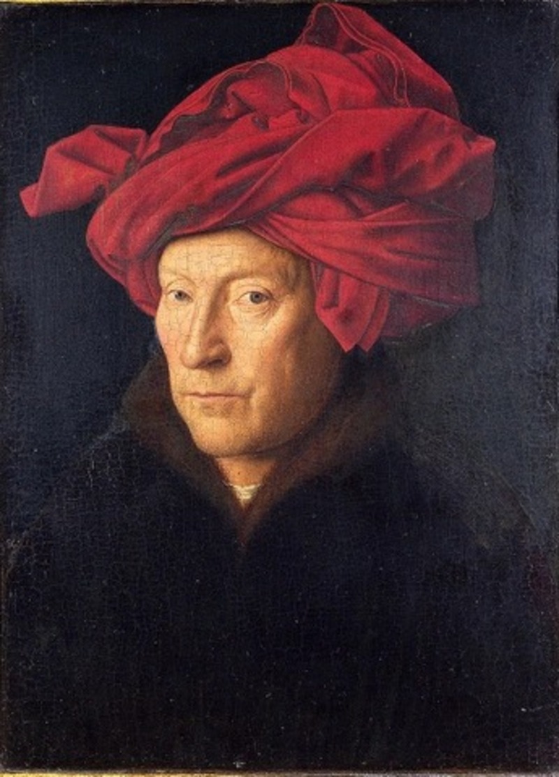 Bức tranh "Chân dung một người đàn ông mặc khăn xếp đỏ" (Portrait of a Man in a Red Turban) do họa sĩ người Hà Lan Jan van Eyck vẽ năm 1433