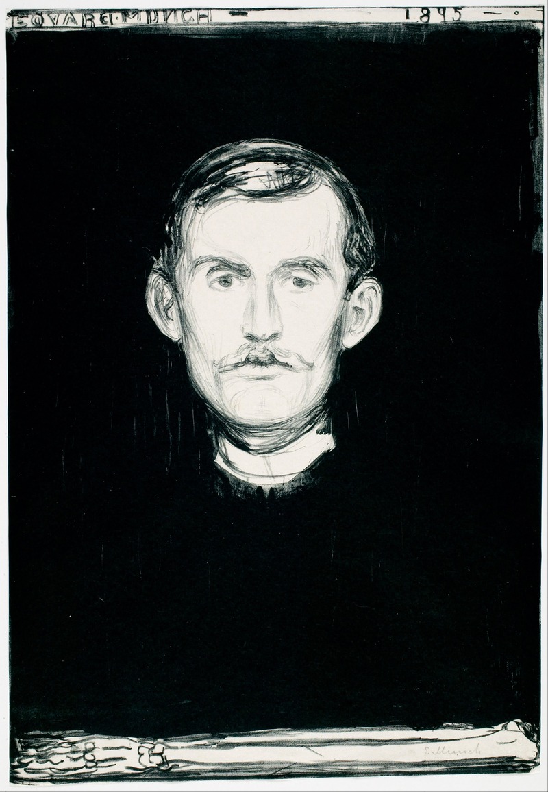 Tác phẩm nổi tiếng Self-Portrait with Skeleton Arm (Chân dung tự họa với cánh tay xương) sáng tác năm 1895 bởi họa sĩ trường phái biểu hiện người Na Uy, Edvard Munch (1863–1944)